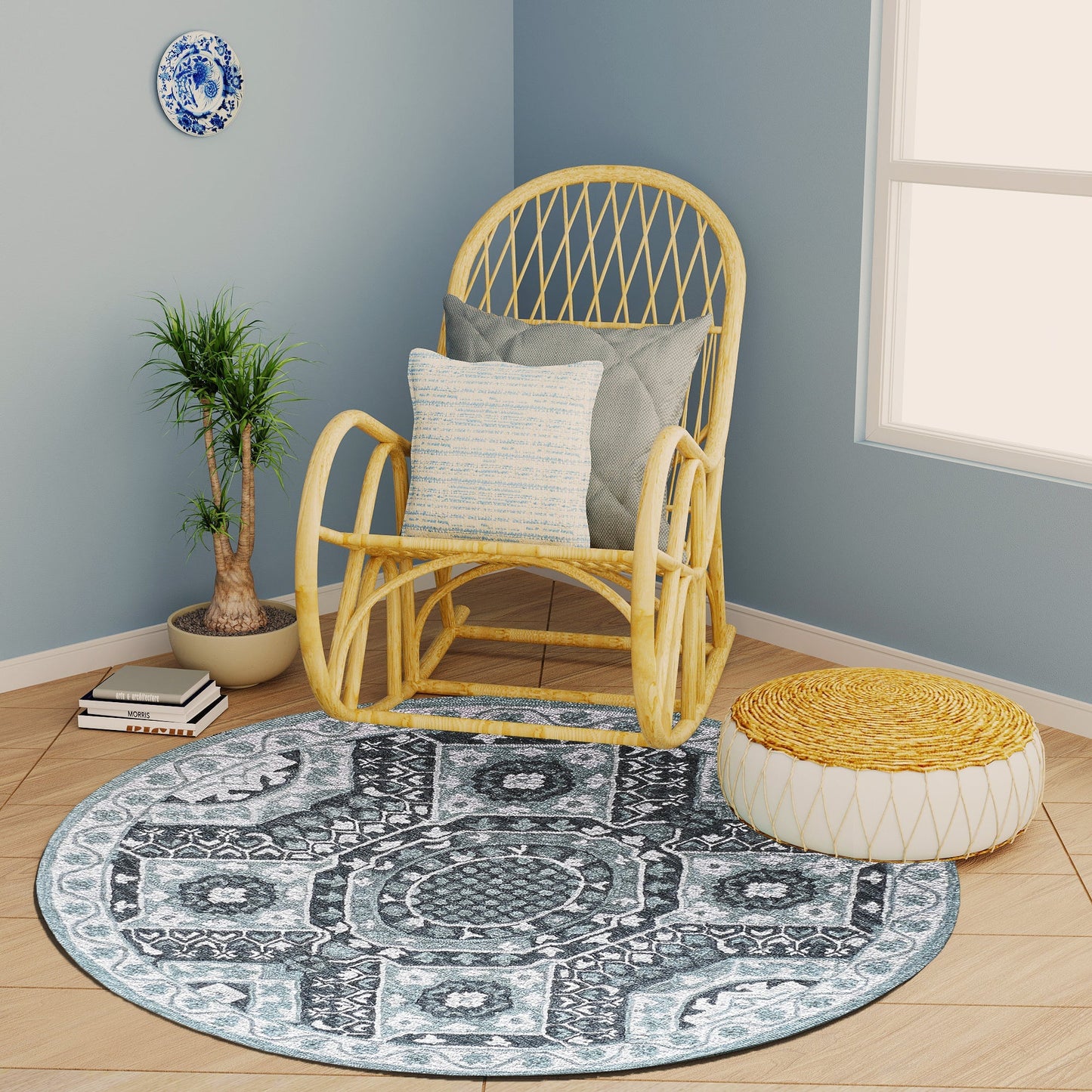 Premium Hand-Tufted Rug Made of 100% Wool - Wandering Star - 5x5 Feet