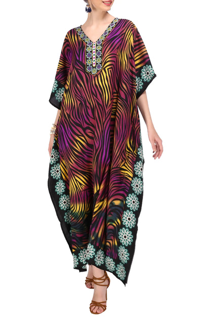 Women Long Kaftan Summer Holiday Caftan Dress in 2 Colors - S to 3XL