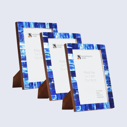 Picture Frames Classic Pattern Bone Inlay Collection in Blue, Pack of 3 – Wholesale picture frames