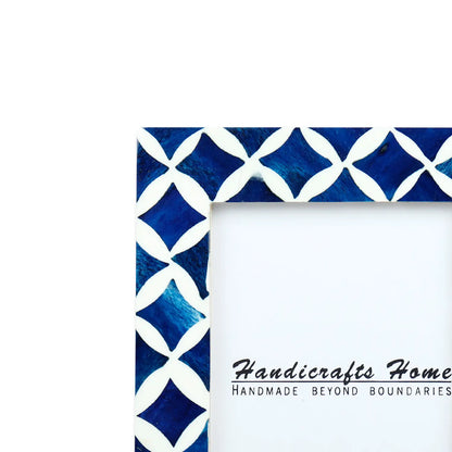 Picture Frames Indigo Mosaic Star Pattern Bone & Resin Inlay Collection, 4x6
