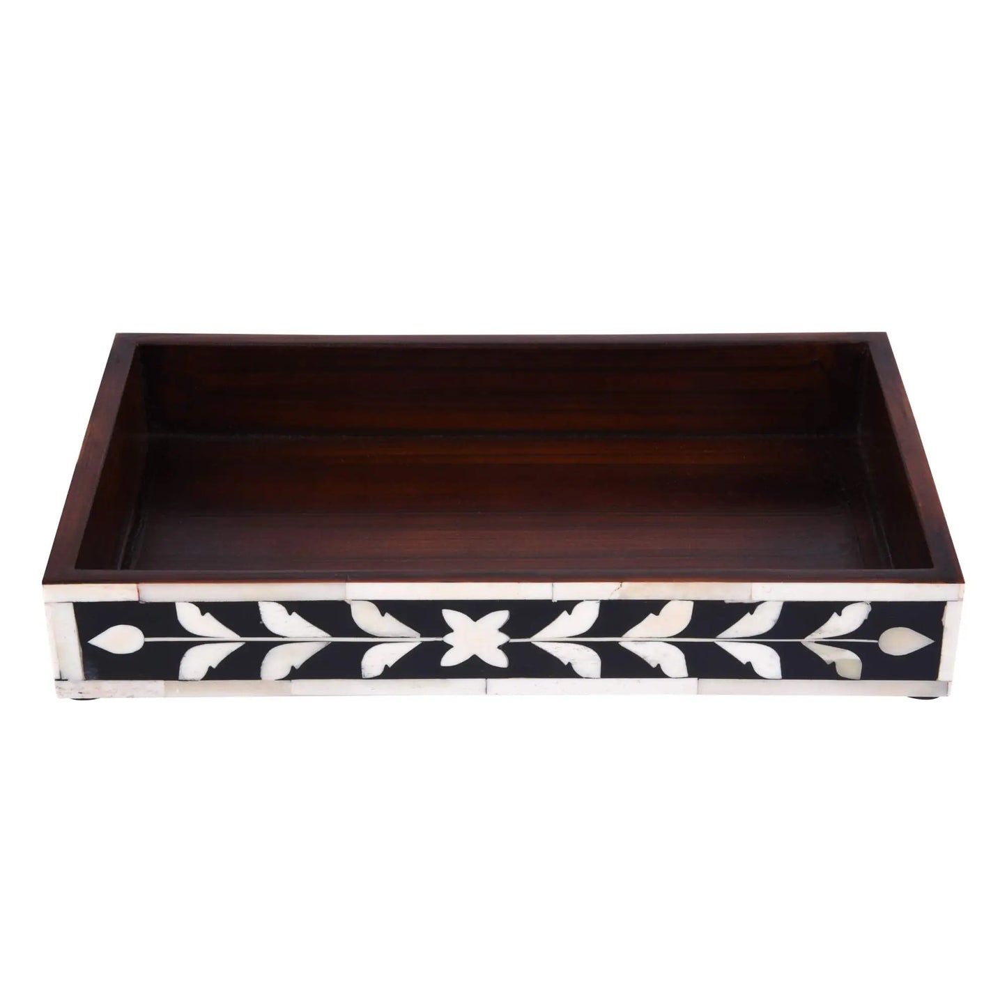Countertop and Vanity Tray - Parlour Whist Pattern Black & White 10x6 Inches