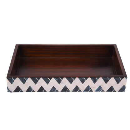 Countertop and Vanity Tray - Parlour Tavla  Collection Black and White 10x6 inches
