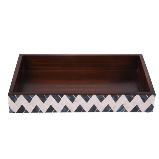 Countertop and Vanity Tray - Parlour Tavla  Collection Black and White 10x6 inches
