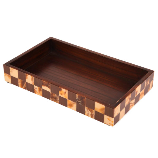 Countertop and Vanity Tray - Parlour Gambit Pattern Brown 10x6 Inches