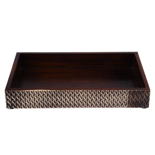 Countertop and Vanity Tray - Parlour Adder Pattern Brown 10x6 inches