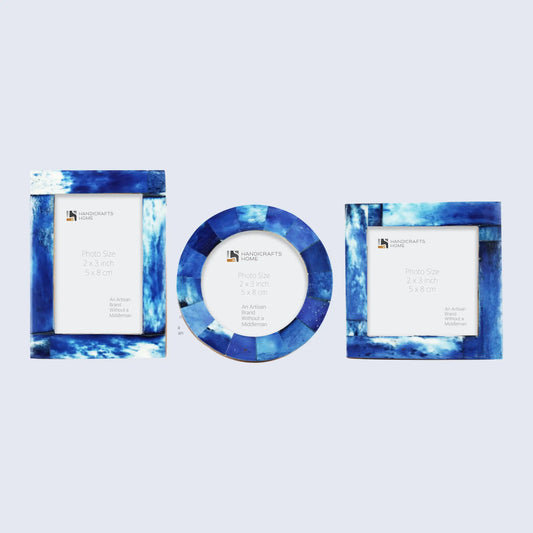 Baby Picture Frames Bone Inlay Collection in Blue, Set of 3