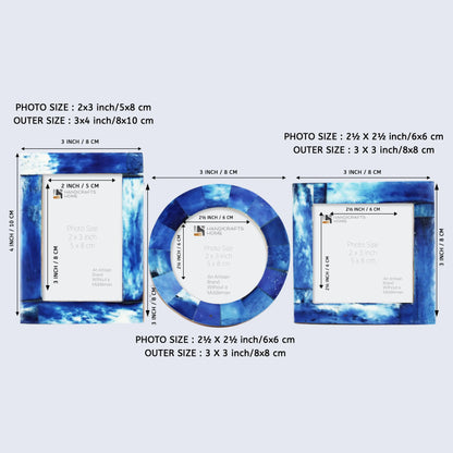 Baby Picture Frames Bone Inlay Collection in Blue, Set of 3