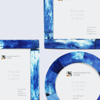 Baby Picture Frames Bone Inlay Collection in Blue, Set of 3