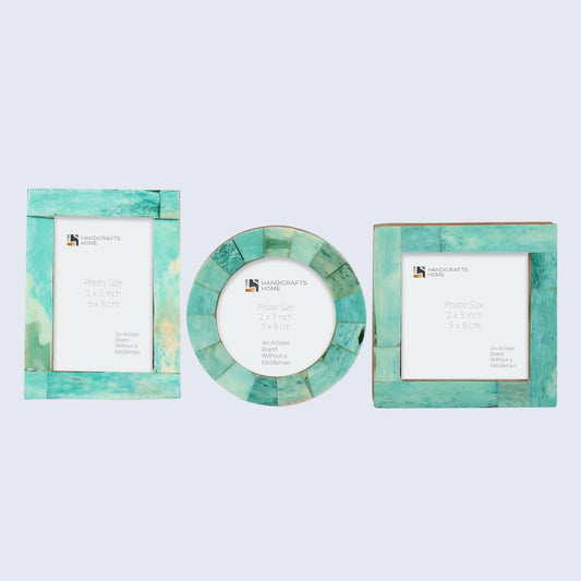 Baby Picture Frames Bone Inlay Collection in Green, Set of 3