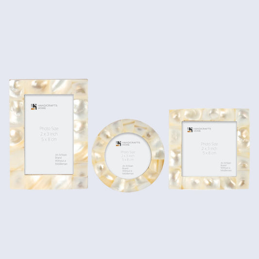 Baby Picture Frames Mother of Pearl Collection in White, Set of 3