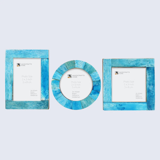 Baby Picture Frames Bone Inlay Collection in Turquoise, Set of 3