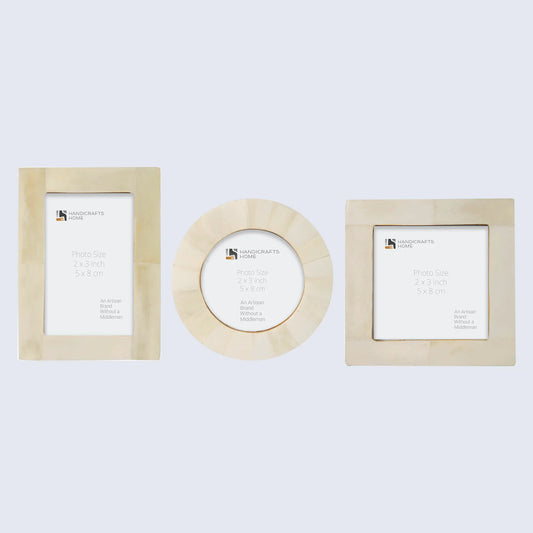 Baby Picture Frames Bone Inlay Collection in White, Set of 3