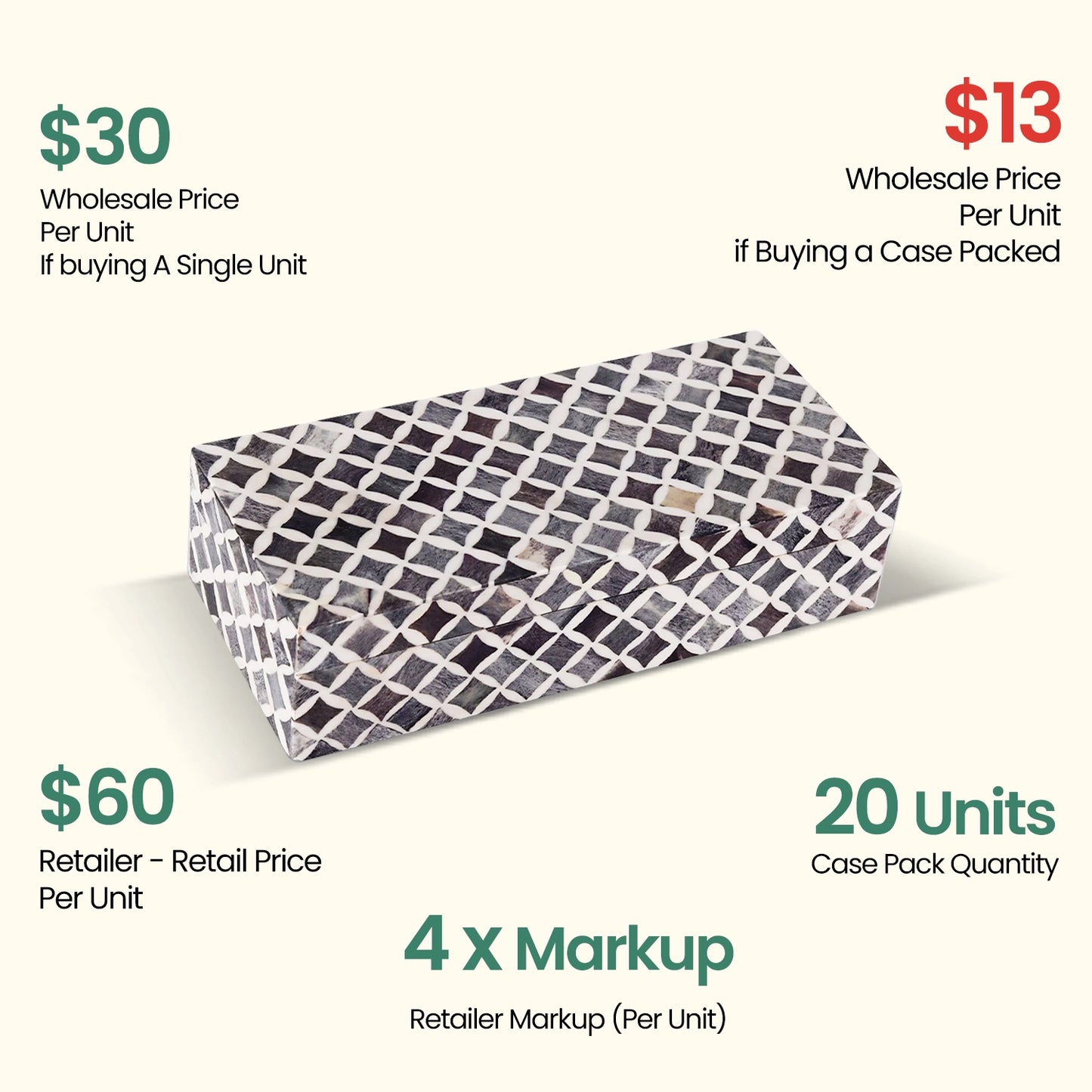 Decorative Box Slate White Star, Pack of 20