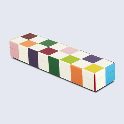 Decorative Boxes Medley Jester Pattern Resin Inlay Collection in 7 Sizes, Multicolor