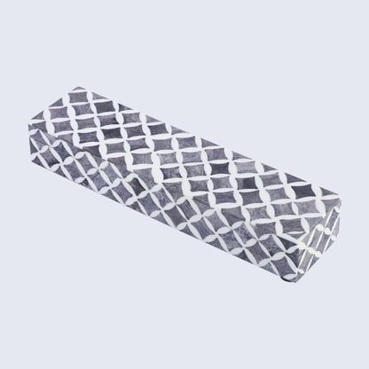 Decorative Boxes Star Pattern Bone & Resin Inlay Collection in 7 Sizes, Slate & White