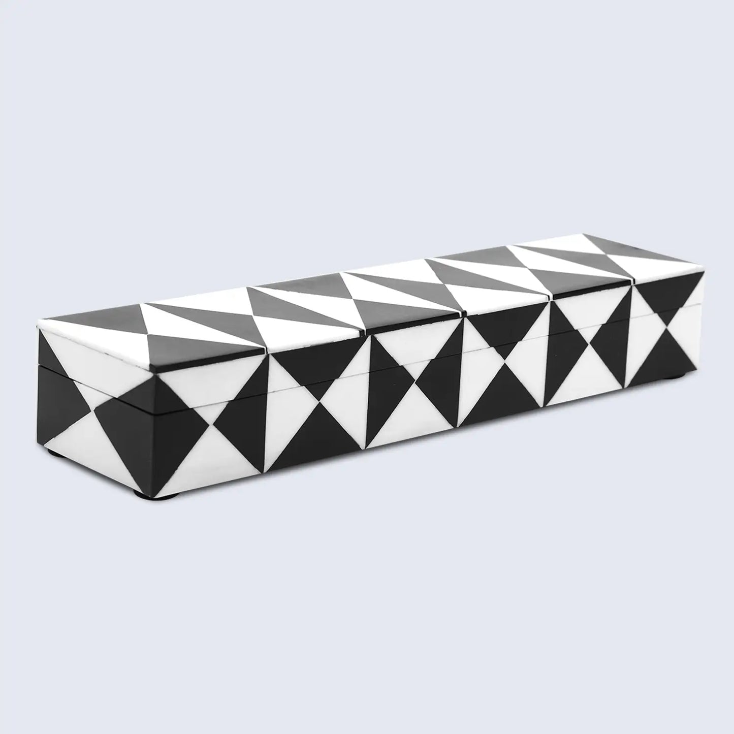 Decorative Boxes Triangle Pattern Resin Inlay Collection in 7 Sizes, Black & White