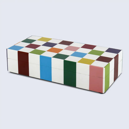 Decorative Boxes Medley Jester Pattern Resin Inlay Collection in 7 Sizes, Multicolor