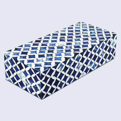 Star Pattern Bone & Resin Inlay Decorative Storage Box – Blue
