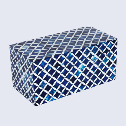 Star Pattern Bone & Resin Inlay Decorative Storage Box – Blue