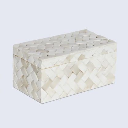 Ivory Braid Pattern Bone Inlay Decorative Storage Box 7 Sizes