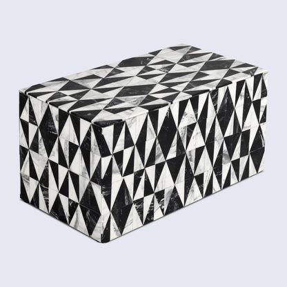 Decorative Boxes Medley Harlequin Pattern Resin Inlay Collection in 7 Sizes, Black & White