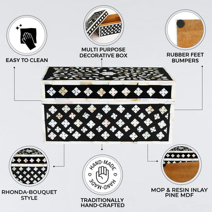 Decorative Boxes Rhonda Bouquet Pattern Mother of Pearl & Resin Inlay Collection in 10 x 5 x 5 inch
