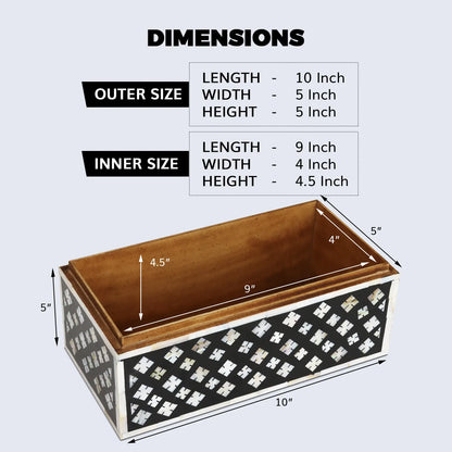 Decorative Boxes Rhonda Bouquet Pattern Mother of Pearl & Resin Inlay Collection in 10 x 5 x 5 inch