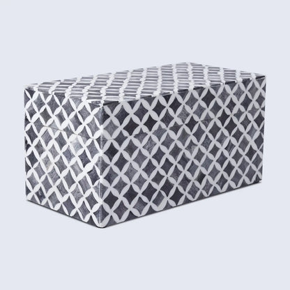 Decorative Boxes Star Pattern Bone & Resin Inlay Collection in 7 Sizes, Slate & White