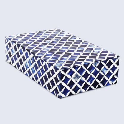 Star Pattern Bone & Resin Inlay Decorative Storage Box – Blue