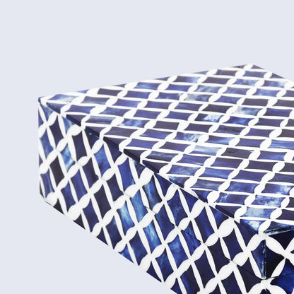 Star Pattern Bone & Resin Inlay Decorative Storage Box – Blue