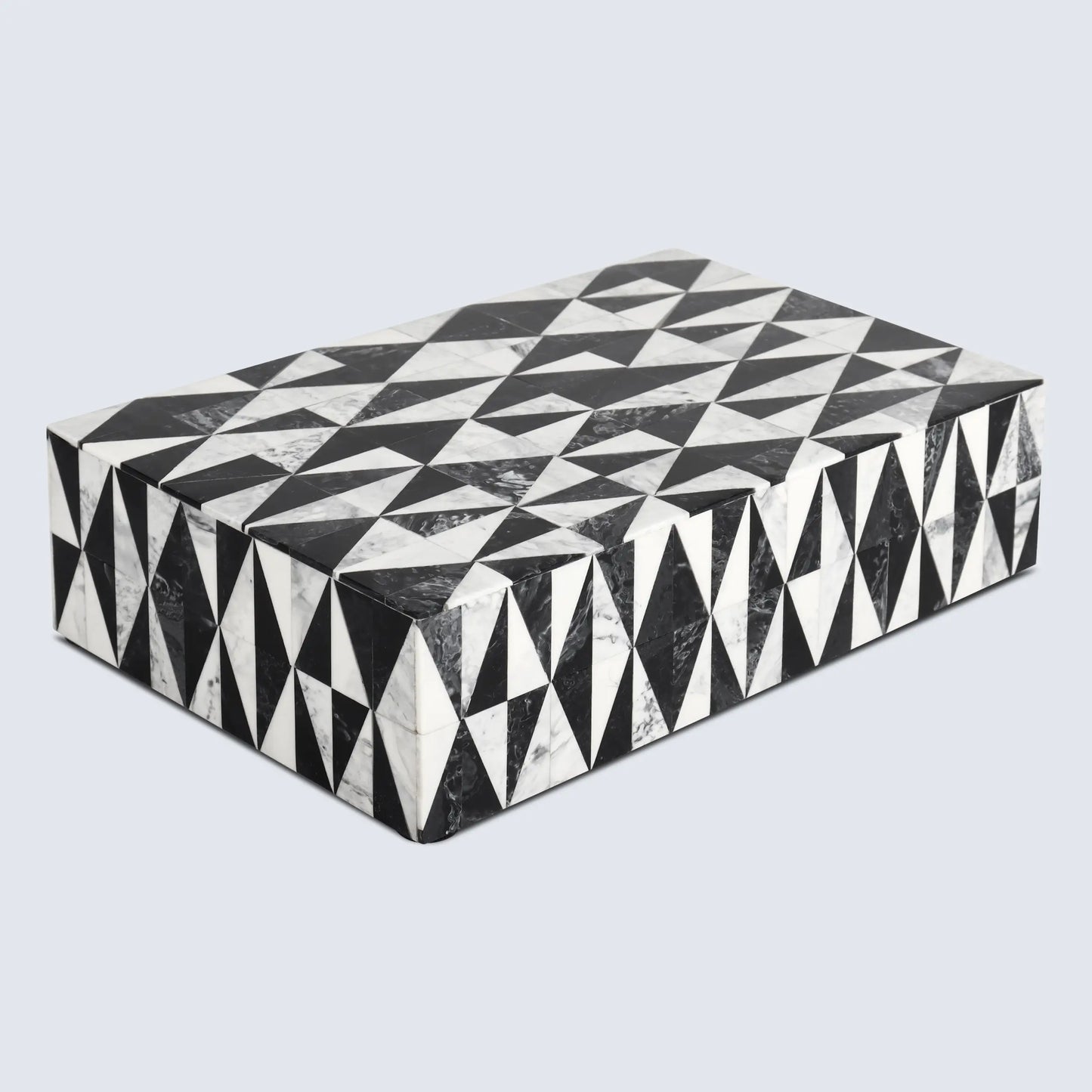 Decorative Boxes Medley Harlequin Pattern Resin Inlay Collection in 7 Sizes, Black & White