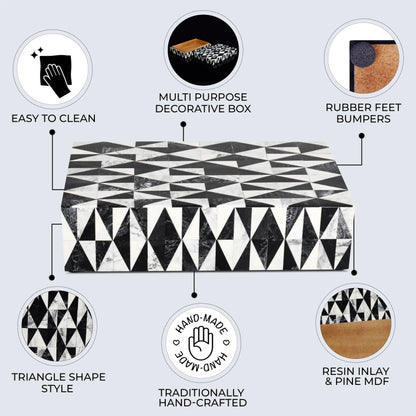 Decorative Boxes Medley Harlequin Pattern Resin Inlay Collection in 7 Sizes, Black & White