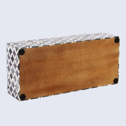 Decorative Boxes Star Pattern Bone & Resin Inlay Collection in 7 Sizes, Slate & White