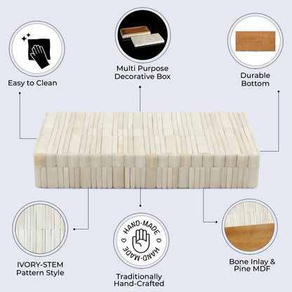 Ivory Stem Pattern Bone Inlay Decorative Storage Box 7 Sizes