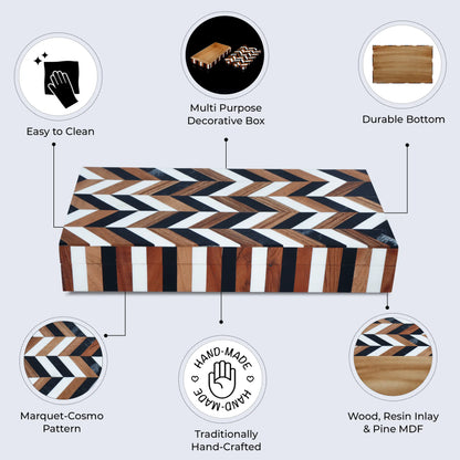 Marquet Cosmo Resin & Wood Inlay Decorative Storage Box - 8 Sizes