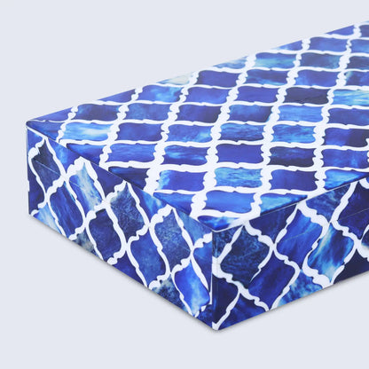 Decorative Boxes Moroccan Pattern Bone & Resin Inlay Collection in 7 Sizes, Blue & White