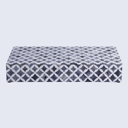 Decorative Boxes Star Pattern Bone & Resin Inlay Collection in 7 Sizes, Slate & White