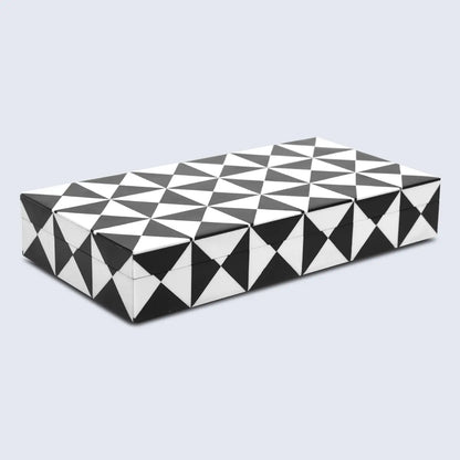 Decorative Boxes Triangle Pattern Resin Inlay Collection in 7 Sizes, Black & White