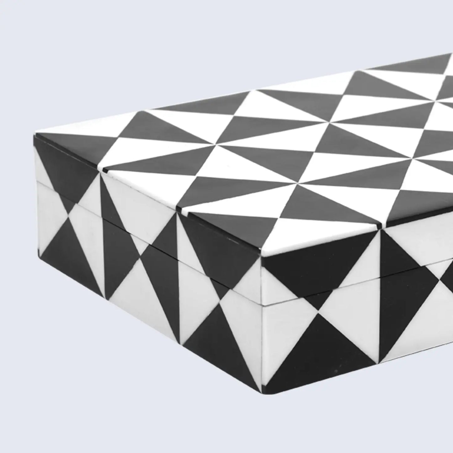 Decorative Boxes Triangle Pattern Resin Inlay Collection in 7 Sizes, Black & White