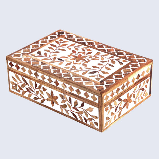 Decorative Boxes Alhambra Bouquet Pattern Wood & Resin Inlay Collection in 12 x 8 x 4 inch
