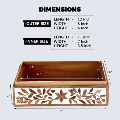 Decorative Boxes Alhambra Bouquet Pattern Wood & Resin Inlay Collection in 12 x 8 x 4 inch