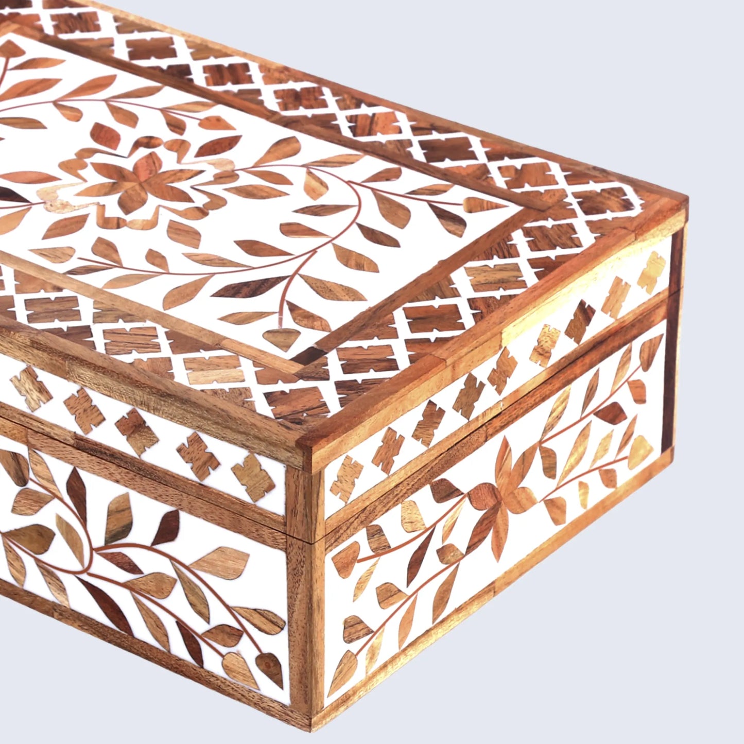 Decorative Boxes Alhambra Bouquet Pattern Wood & Resin Inlay Collection in 12 x 8 x 4 inch