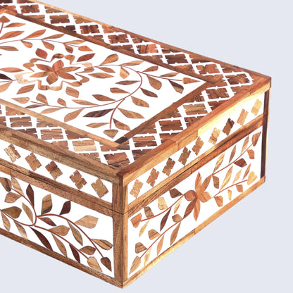 Decorative Boxes Alhambra Bouquet Pattern Wood & Resin Inlay Collection in 12 x 8 x 4 inch