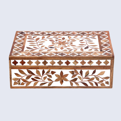 Decorative Boxes Alhambra Bouquet Pattern Wood & Resin Inlay Collection in 12 x 8 x 4 inch