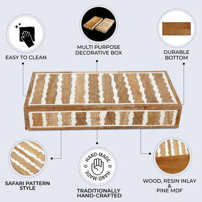 Kept Safari Resin Inlay & Wood Decorative Storage Wooden Box - 7 Size Options