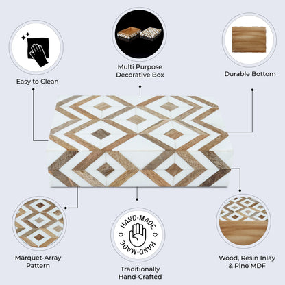 Marquet Array Resin & Wood Inlay Decorative Storage Box