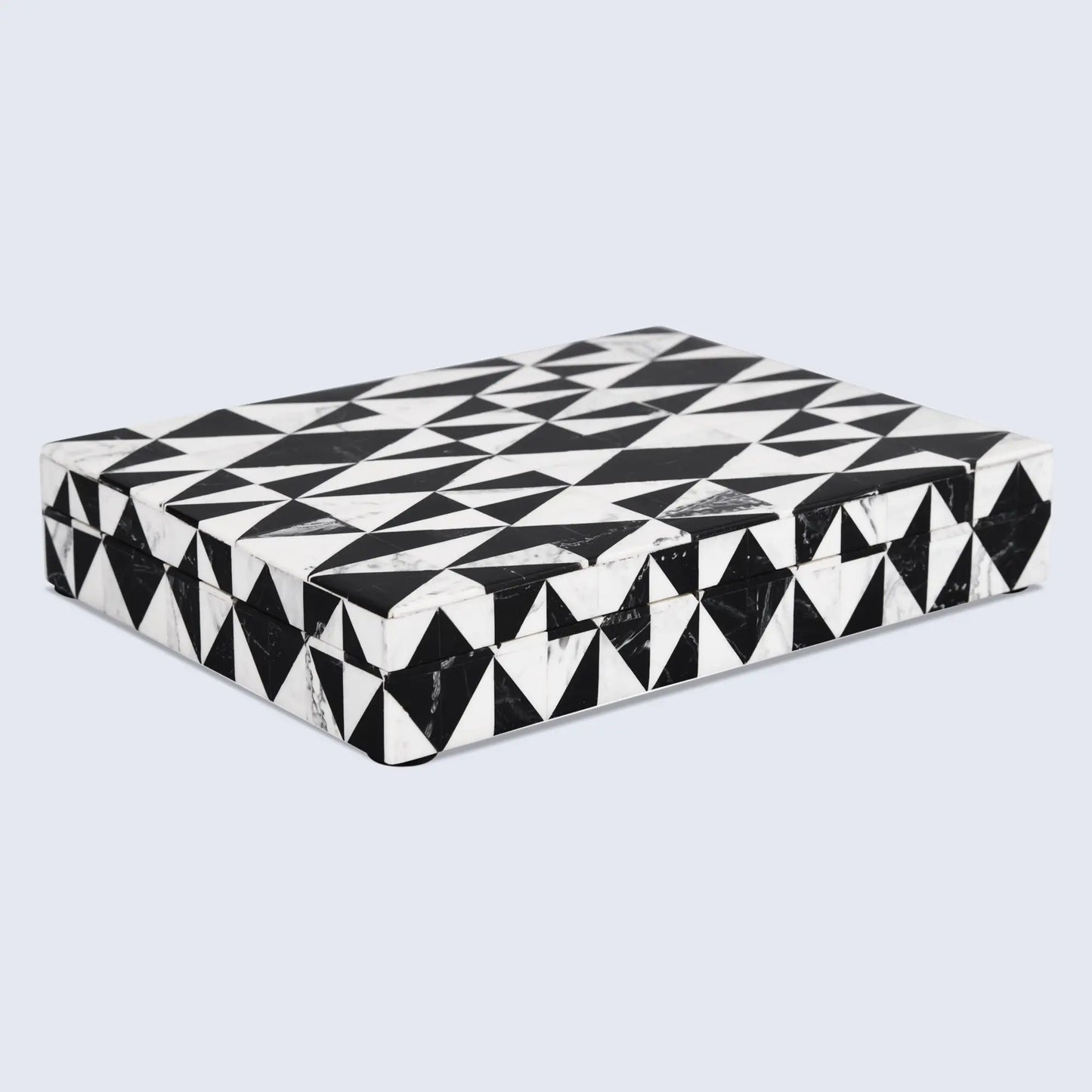 Decorative Boxes Medley Harlequin Pattern Resin Inlay Collection in 7 Sizes, Black & White