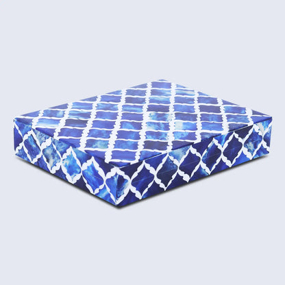 Decorative Boxes Moroccan Pattern Bone & Resin Inlay Collection in 7 Sizes, Blue & White