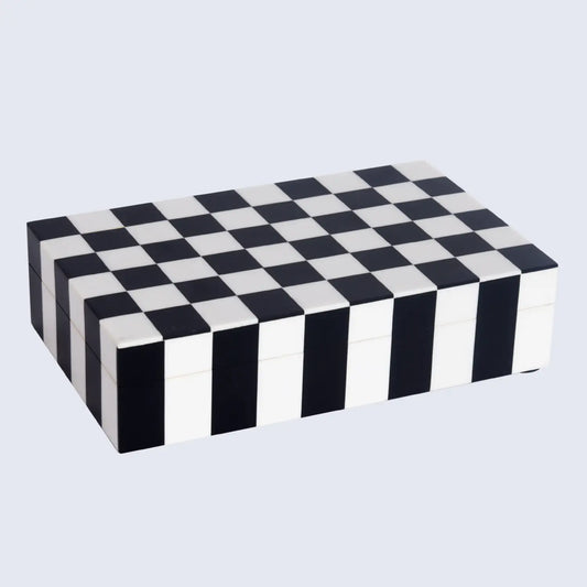 Decorative Boxes Puzzle Check Pattern Resin Inlay Collection in 7 Sizes