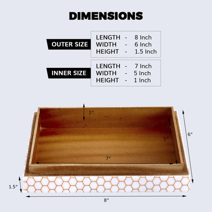 Decorative Box Hive Honey Pattern Resin Inlay Collection 8 x 6 x 1.5 inch